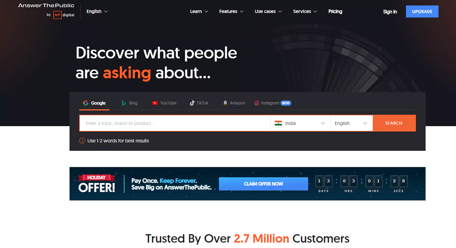 AnswerThePublic Keyword Research tool