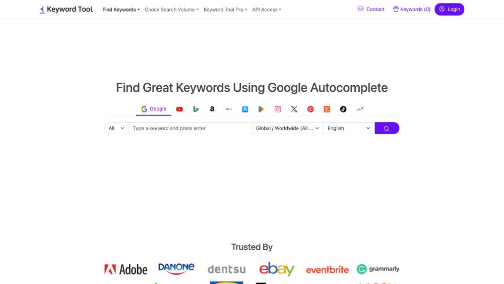 KeywordTool.io Keyword Research tool